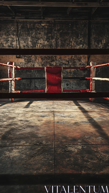 Crimson Canvas: Abandoned Boxing Ring's Silent Testament.