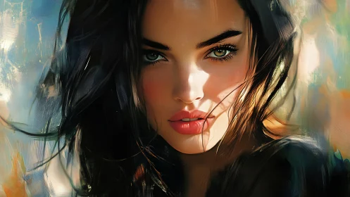 Soft sunlight kisses a soulful digital portrait face.