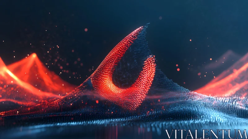 Abstract Digital Waveform in Red and Blue with Futuristic Style.