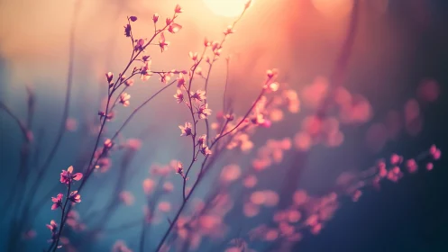 Shallow Depth-of-Field Floral Bokeh with Warm Color Grading.