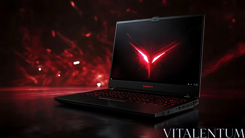 Gaming laptop showcases red backlit keyboard and emblem