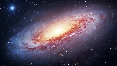 Starborn spiral galaxy blazing through cosmic velvet night.