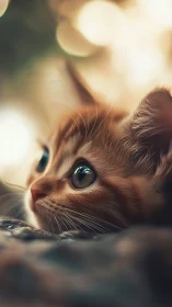 Domestic cat in soft ambient lighting displaying detailed facial features