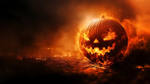Fiery Jack-O'-Lantern: A Halloween Vision Ablaze.