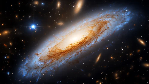 Spiraling starlit galaxy drifting through a quiet cosmic sea.