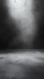 Moody concrete room dissolves into soft atmospheric light.