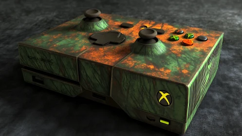 Custom Xbox controller-console hybrid shows corroded finish