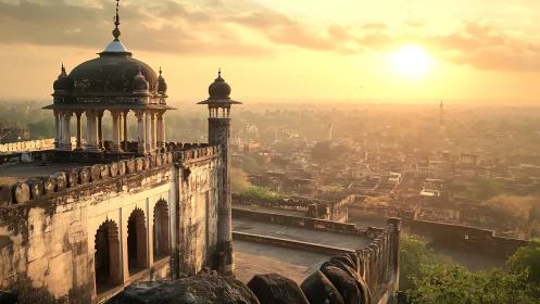 Historic domed terrace overlooking dense urban landscape.