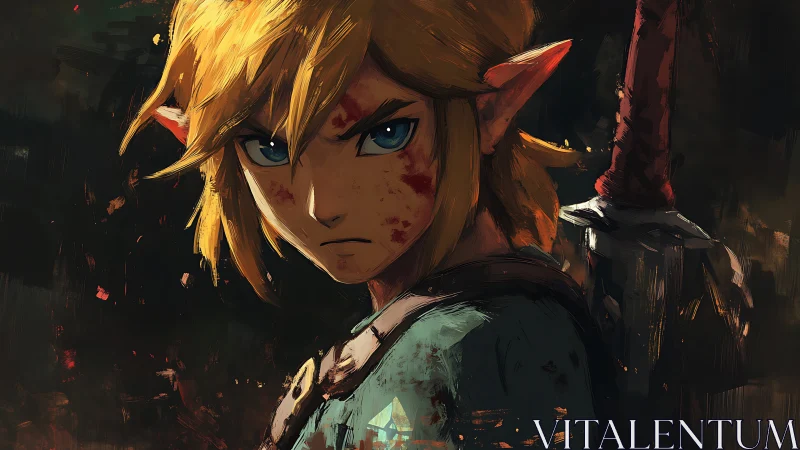 Battle-worn elf warrior portrait with painterly stroke dynamics.