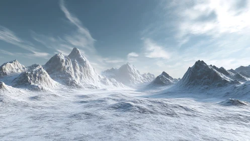 Silent crown of frostbitten peaks under an endless sky.