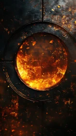 Molten Metal Cauldron Erupts with Incandescent Flames and Spattering Embers