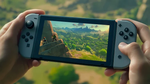 Nintendo Switch with Zelda Breath of the Wild Rendering Gameplay Scene