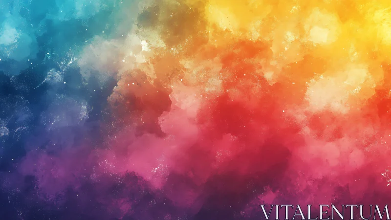 Vibrant nebula gradient merges cool blues into warm golds