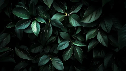 Midnight foliage tapestry with luminous emerald veins.