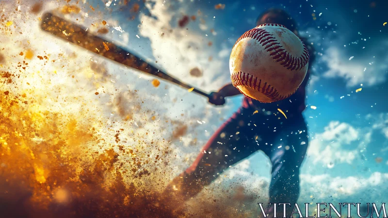 Dust-scorched slugger launches a blazing baseball comet shot.