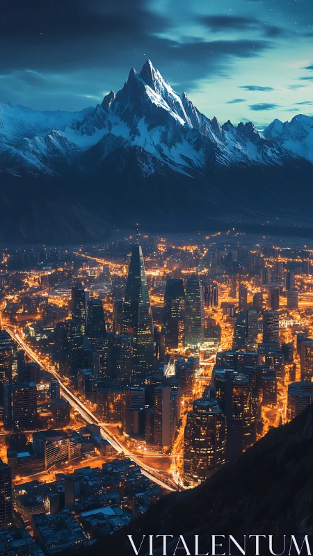 Nocturnal alpine megacity uses warm-cool contrast and axial lighting