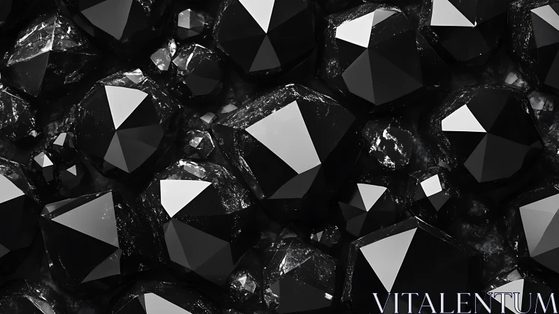 Midnight obsidian gemstones glimmering in faceted shadow.
