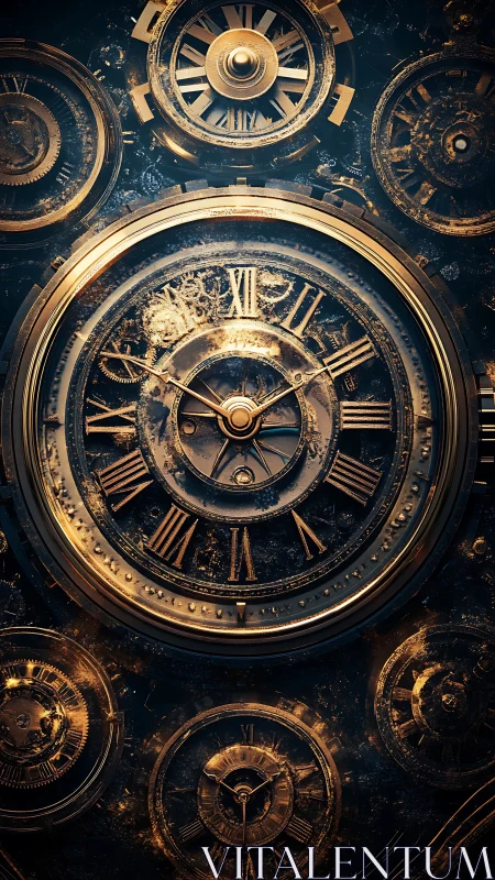 Gilded clockwork orbits spin through a storm of forgotten time.