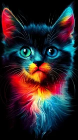 Neon Dreams: A Glowing Cat's Enchanted Gaze.