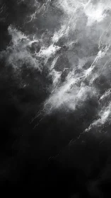 Monochrome storm-textured abstract with diagonal light strata.