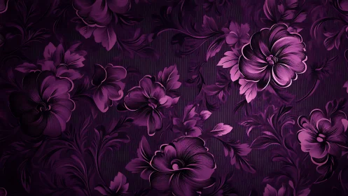 Purple Floral Digital Art with Glowing Flowers.