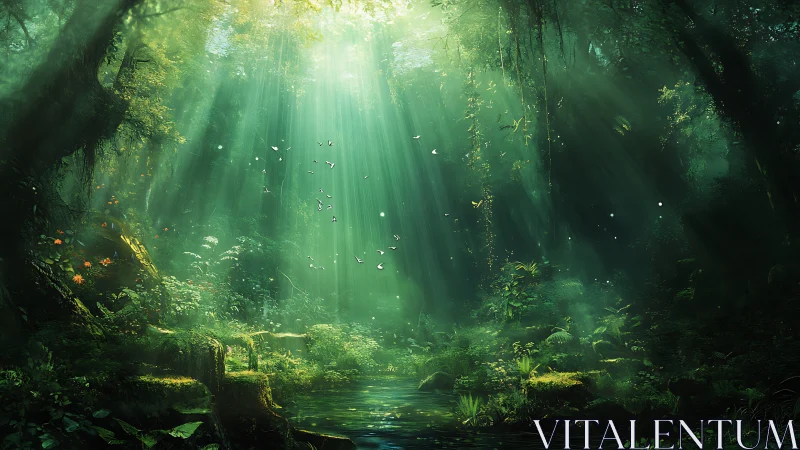 Volumetric Light Through Misty Forest Canopy with Atmospheric Radiance