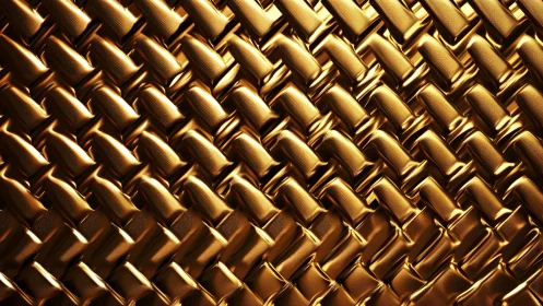 Shiny golden woven metallic pattern, close-up abstract texture.