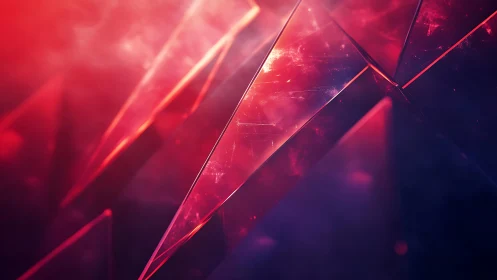 Abstract red and purple glass shards with glowing highlights.