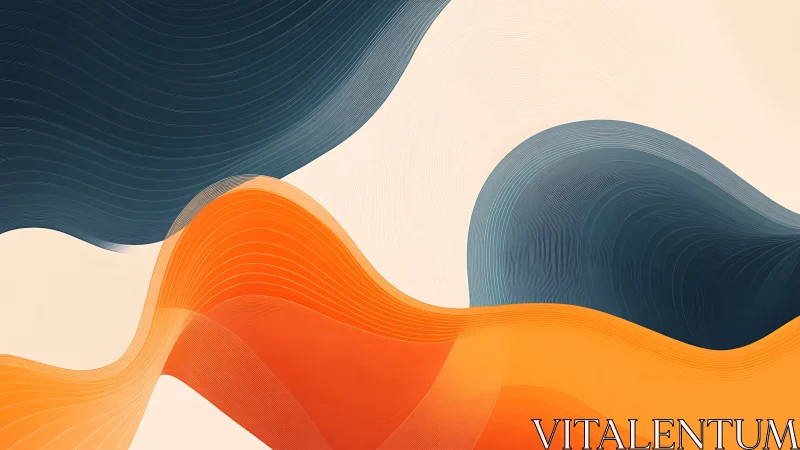 Curved tides of navy and orange quietly reshape the horizon