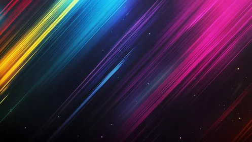 Diagonal neon light streaks create dynamic chromatic gradients