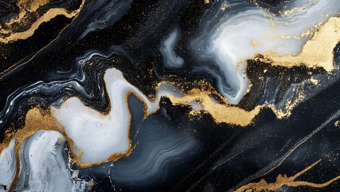 Elegant abstract black marble background with gold accents.