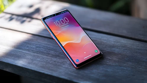 Modern smartphone displaying vibrant gradient lockscreen.