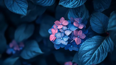 Twilight Hydrangeas: Where Blue Midnight Waltzes With Blushing Petals