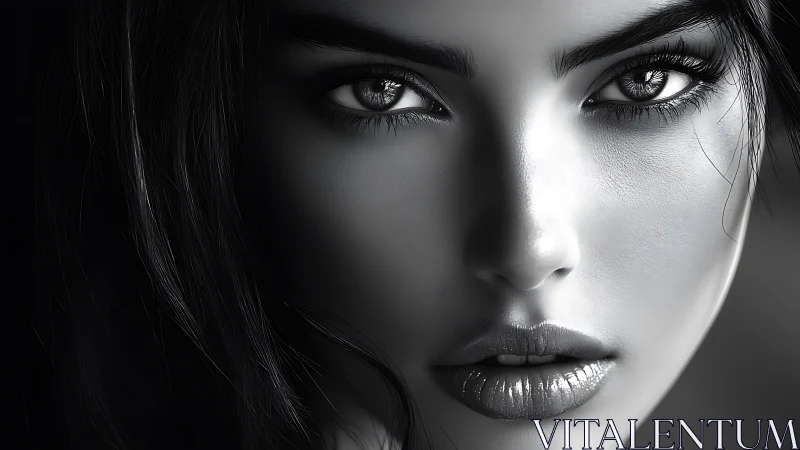 Silver-lit gaze in monochrome, where realism meets reverie.