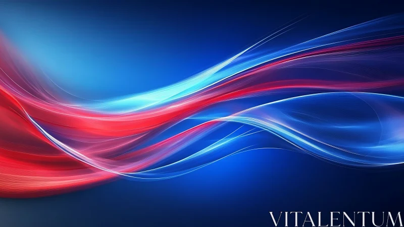 Ribbon currents of red and blue gliding through deep space.