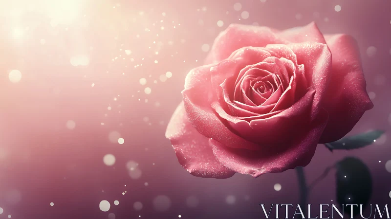 Pink rose rendered with bokeh effects against gradient background