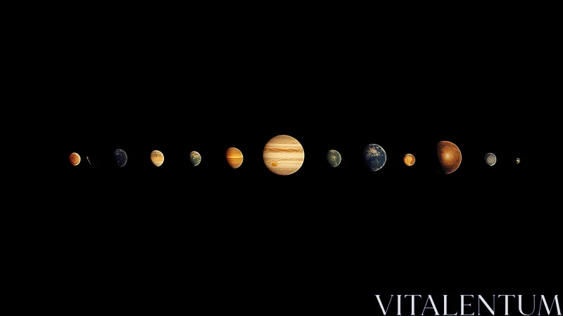 Planets align in a dark cosmic void to showcase our solar system