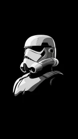 White sci fi trooper helmet rendered in bold vector profile.