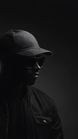 Shadowed profile in monochrome streetlight minimalism.