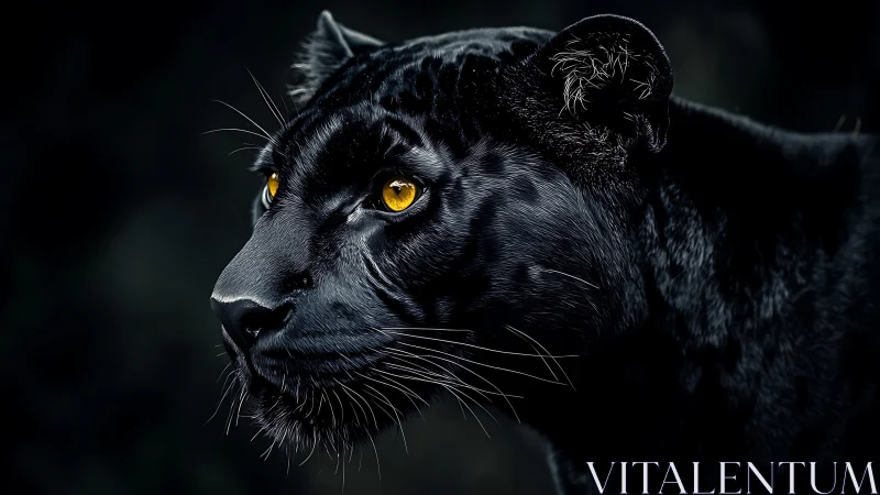 Striking Black Panther Gazes with Mesmerizing Golden Eyes