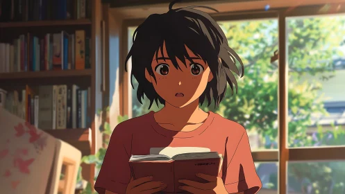 Sunlit afternoon surprise with a story-loving reader.