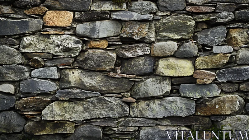Rough stone wall texture with irregular rocks in rustic style.