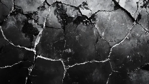 Fractured dark stone surface reveals intricate tectonic fissures