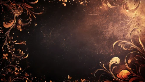 Ornamental floral frame with metallic scrollwork border design.