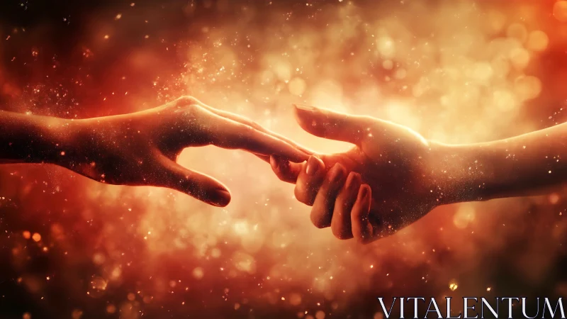 Luminous Hands Connection: Warm Golden Particle Effect