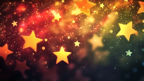 Glowing paper stars drift through a swirling cosmic playground