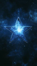 Luminous galactic star emblem rendered with layered blue nebular glow