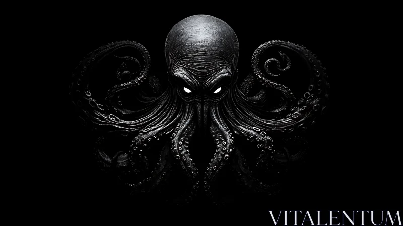 Sinister bioluminescent octopus emerges from void