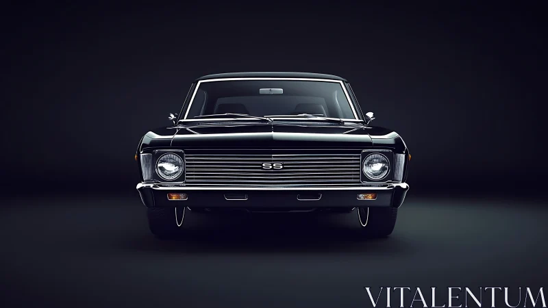 Front-facing render isolates a classic SS muscle car silhouette