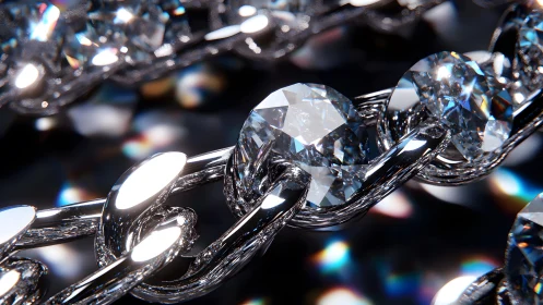 Close-up of Diamond-Encrusted Chain in Luxurious Artistic Style.
